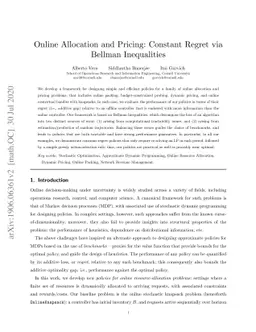 Online Allocation and Pricing: Constant Regret via Bellman Inequalities