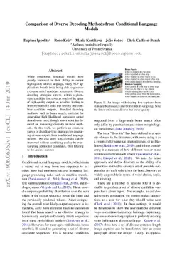 Comparison of Diverse Decoding Methods from Conditional Language Models