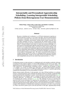 Interpretable and Personalized Apprenticeship Scheduling: Learning
  Interpretable Scheduling Policies from Heterogeneous User Demonstrations