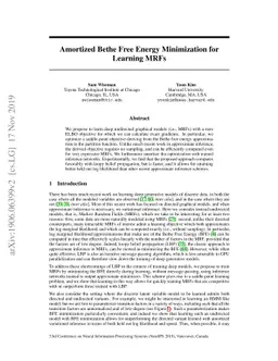 Amortized Bethe Free Energy Minimization for Learning MRFs