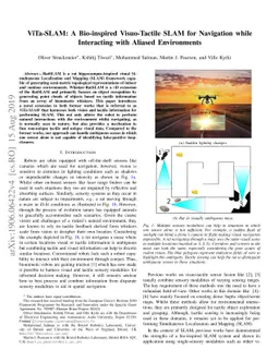 ViTa-SLAM: A Bio-inspired Visuo-Tactile SLAM for Navigation while
  Interacting with Aliased Environments