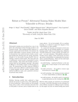 Robust or Private? Adversarial Training Makes Models More Vulnerable to
  Privacy Attacks