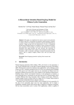 A Hierarchical Attention Based Seq2seq Model for Chinese Lyrics
  Generation