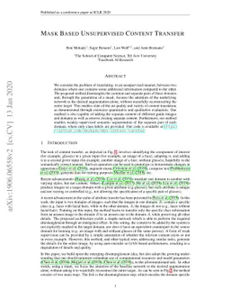 Mask Based Unsupervised Content Transfer