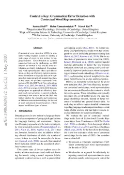 Context is Key: Grammatical Error Detection with Contextual Word
  Representations