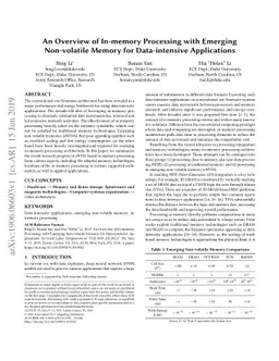 An Overview of In-memory Processing with Emerging Non-volatile Memory
  for Data-intensive Applications