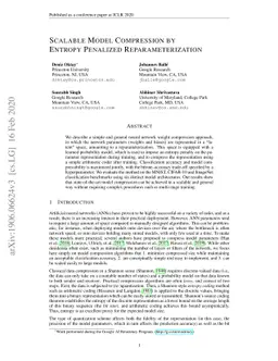 Scalable Model Compression by Entropy Penalized Reparameterization