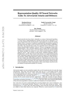 Representation Quality Of Neural Networks Links To Adversarial Attacks
  and Defences