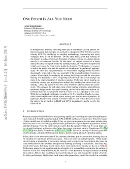 One Epoch Is All You Need