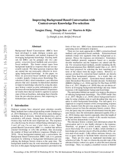 Improving Background Based Conversation with Context-aware Knowledge
  Pre-selection