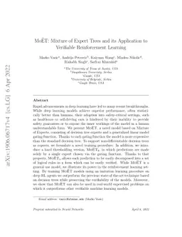 MoËT: Mixture of Expert Trees and its Application to Verifiable
  Reinforcement Learning