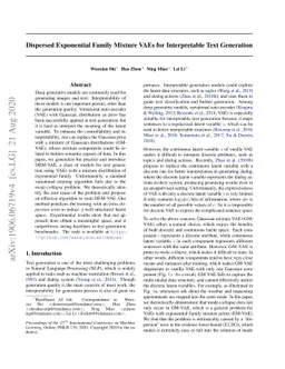 Dispersed Exponential Family Mixture VAEs for Interpretable Text
  Generation