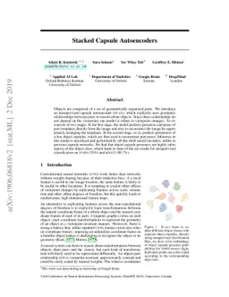 Stacked Capsule Autoencoders