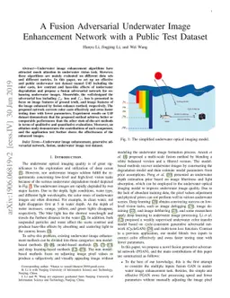 A Fusion Adversarial Underwater Image Enhancement Network with a Public
  Test Dataset