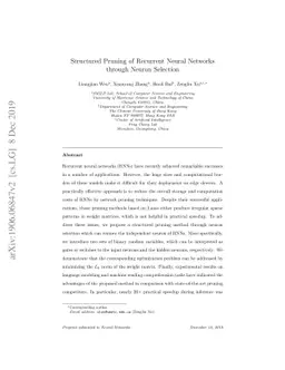 Structured Pruning of Recurrent Neural Networks through Neuron Selection
