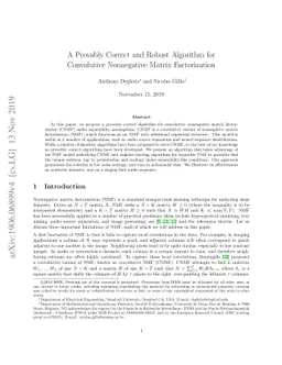 A Provably Correct and Robust Algorithm for Convolutive Nonnegative
  Matrix Factorization
