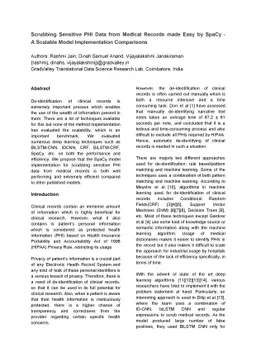 Scrubbing Sensitive PHI Data from Medical Records made Easy by SpaCy --
  A Scalable Model Implementation Comparisons