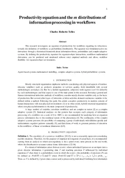 Productivity equation and the m distributions of information processing
  in workflows
