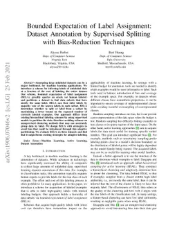Bounded Expectation of Label Assignment: Dataset Annotation by
  Supervised Splitting with Bias-Reduction Techniques
