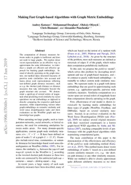 Making Fast Graph-based Algorithms with Graph Metric Embeddings