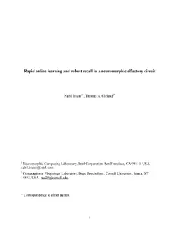 Rapid online learning and robust recall in a neuromorphic olfactory
  circuit