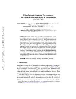 Using Trusted Execution Environments for Secure Stream Processing of
  Medical Data