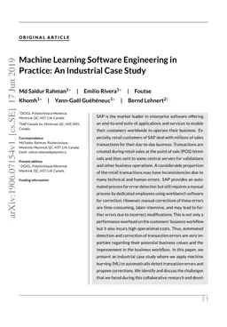 Machine Learning Software Engineering in Practice: An Industrial Case
  Study