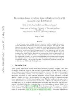 Recovering shared structure from multiple networks with unknown edge
  distributions