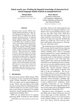 Tabula nearly rasa: Probing the Linguistic Knowledge of Character-Level
  Neural Language Models Trained on Unsegmented Text