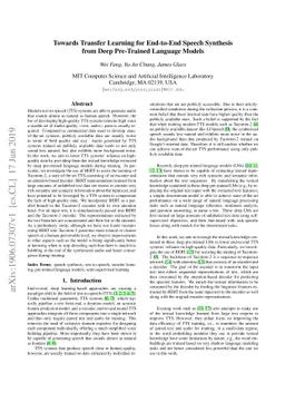 Towards Transfer Learning for End-to-End Speech Synthesis from Deep
  Pre-Trained Language Models