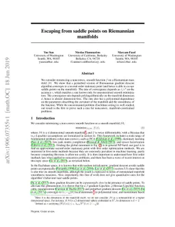 Escaping from saddle points on Riemannian manifolds