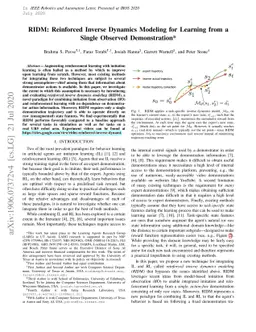 RIDM: Reinforced Inverse Dynamics Modeling for Learning from a Single
  Observed Demonstration