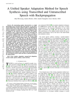 A Unified Speaker Adaptation Method for Speech Synthesis using
  Transcribed and Untranscribed Speech with Backpropagation