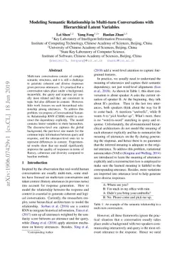 Modeling Semantic Relationship in Multi-turn Conversations with
  Hierarchical Latent Variables