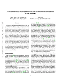 A One-step Pruning-recovery Framework for Acceleration of Convolutional
  Neural Networks