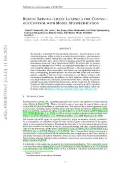 Robust Reinforcement Learning for Continuous Control with Model
  Misspecification