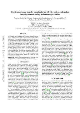 Curriculum-based transfer learning for an effective end-to-end spoken
  language understanding and domain portability