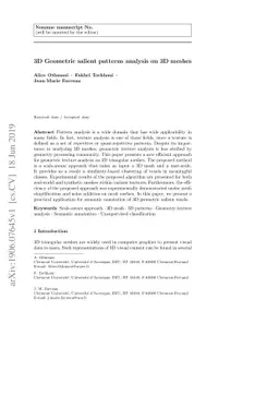 3D Geometric salient patterns analysis on 3D meshes