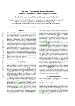 Cascaded Cross-Module Residual Learning towards Lightweight End-to-End
  Speech Coding