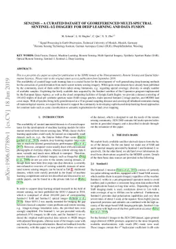 SEN12MS -- A Curated Dataset of Georeferenced Multi-Spectral
  Sentinel-1/2 Imagery for Deep Learning and Data Fusion
