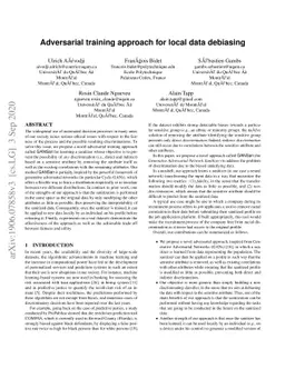 Adversarial training approach for local data debiasing
