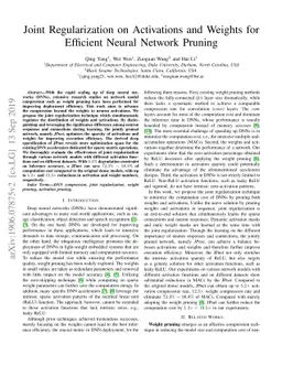 Joint Regularization on Activations and Weights for Efficient Neural
  Network Pruning