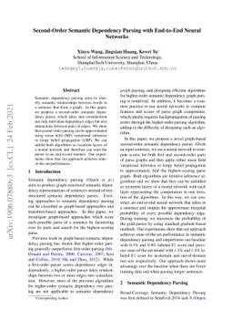 Second-Order Semantic Dependency Parsing with End-to-End Neural Networks