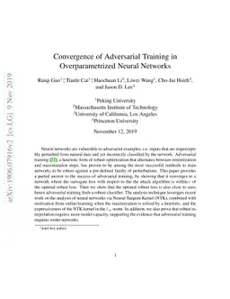 Convergence of Adversarial Training in Overparametrized Neural Networks