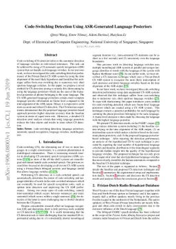 Code-Switching Detection Using ASR-Generated Language Posteriors