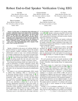 Robust End-to-End Speaker Verification Using EEG