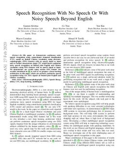Speech Recognition With No Speech Or With Noisy Speech Beyond English