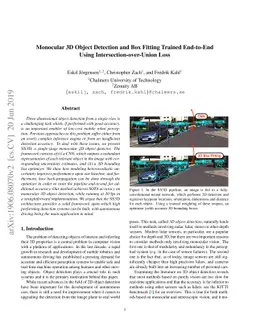 Monocular 3D Object Detection and Box Fitting Trained End-to-End Using
  Intersection-over-Union Loss