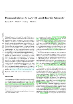 Disentangled Inference for GANs with Latently Invertible Autoencoder