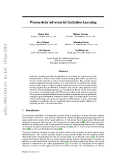 Wasserstein Adversarial Imitation Learning